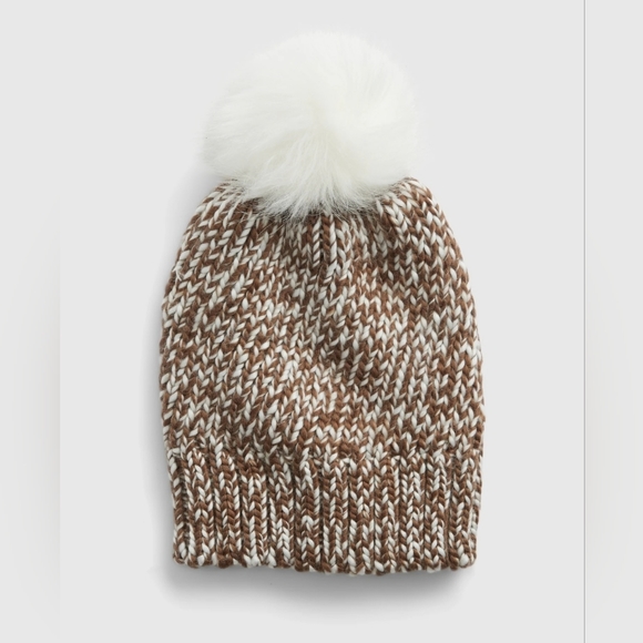 NWT - Girls Gap Marbled Pom Pom Hat (S/M) with Matching Touchscreen Gloves (M) - Picture 2 of 3